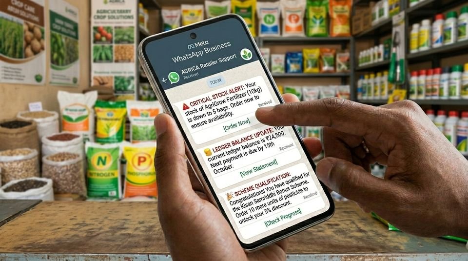 Distributor receiving WhatsApp alerts from Agrica